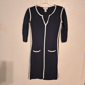 💕5 For $20 Carmen Marc Valvo Navy Blue/White Dress Size S